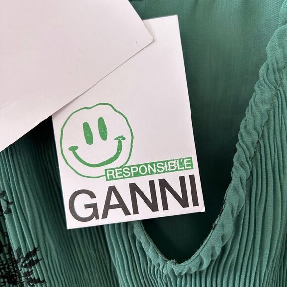 GANNI Georgette Micro Pleated Mini Dress - Picture 9 of 9